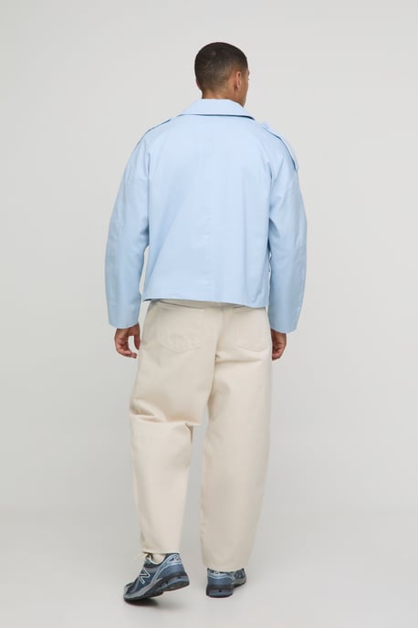 Oversized Boxy Double Breasted Twill Mac Jacket - Image 2