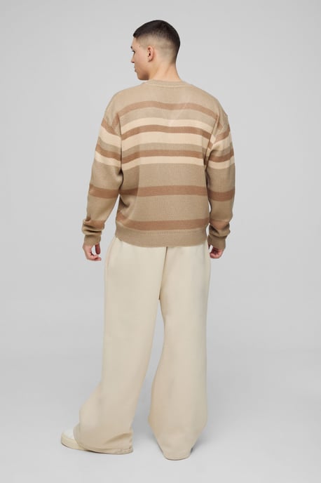 Oversized Boxy V Neck Striped Knitted Jumper - Image 2