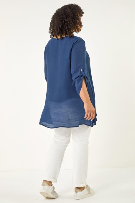 Curve Buttoned Side Asymmetric Top - Image 3