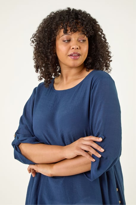 Curve Buttoned Side Asymmetric Top - Image 4