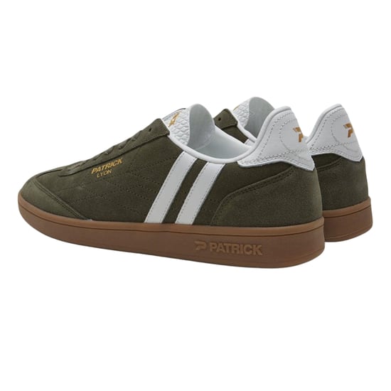 Patrick Mens Lyon Suede Cupsole Trainers (Olive/Gum) - Image 3