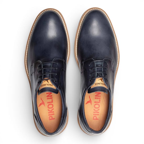 Pikolinos Men's Blue Leather Lace-Up Derby Comfort Shoes - Claret - Image 6