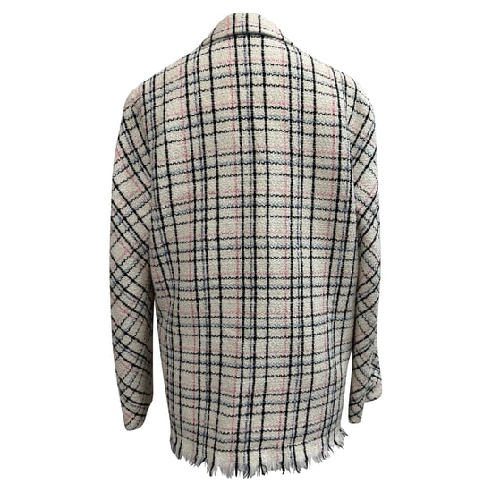 Maje Tweed geruite blazer van wit katoen - Image 3