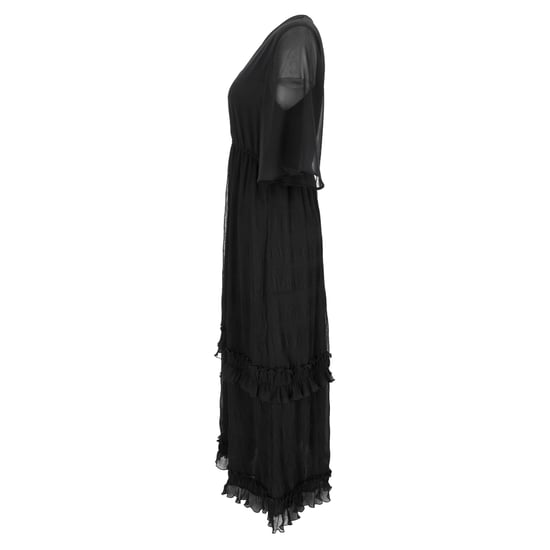 Ganni maxi-jurk met V-hals en plooien in zwart polyester - Image 2