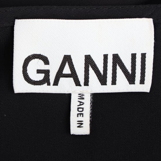 Ganni maxi-jurk met V-hals en plooien in zwart polyester - Image 4