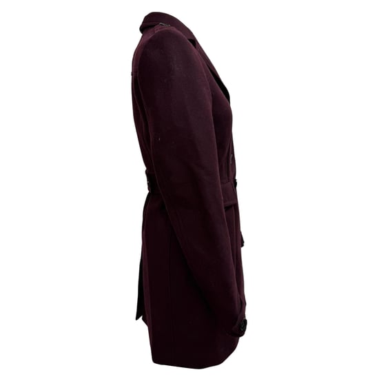 Burberry Brit Single-Breasted Short Coat in Burgundy Wool - Image 2