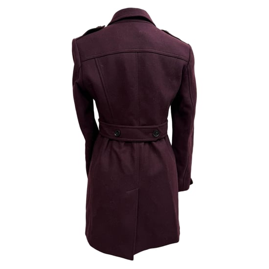 Burberry Brit Single-Breasted Short Coat in Burgundy Wool - Image 4