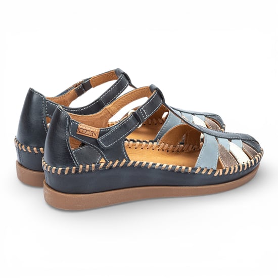 Pikolinos dames sandalen met halfopen sleehak van oceaanblauw leer - Cadaques - Image 6