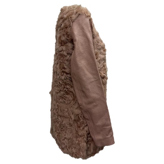 Maje getextureerde shearlingjas van roze lamsleer - Image 2