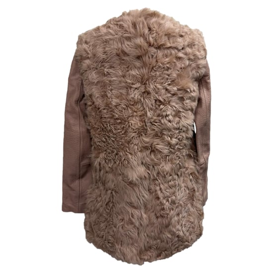 Maje getextureerde shearlingjas van roze lamsleer - Image 3