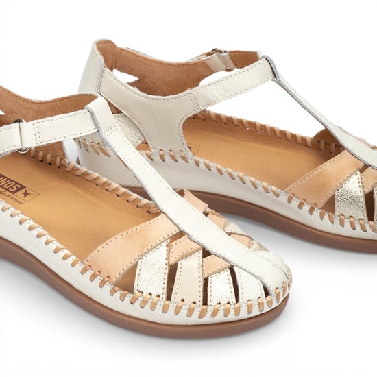 Pikolinos dames witte leren halfopen sleehak sandalen - Cadaques - Image 6