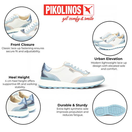 Pikolinos dames sneakers met vetersluiting, denimblauw leer - Arrecife - Image 2