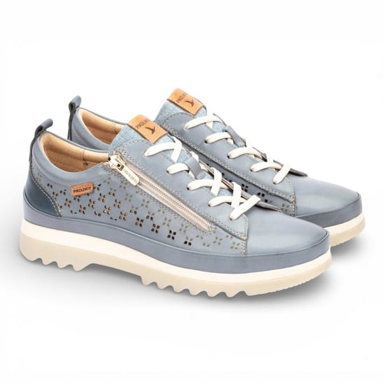 Pikolinos dames sneakers met vetersluiting en ritssluiting, denimblauw leer - Vigo - Image 3