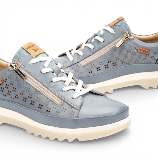 Pikolinos dames sneakers met vetersluiting en ritssluiting, denimblauw leer - Vigo - Image 4