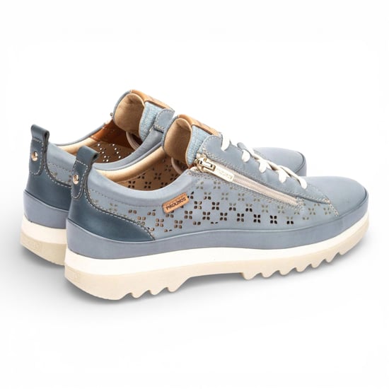 Pikolinos dames sneakers met vetersluiting en ritssluiting, denimblauw leer - Vigo - Image 5