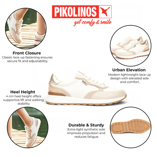 Pikolinos damessneakers van beige leer met vetersluiting - Arrecife - Image 2