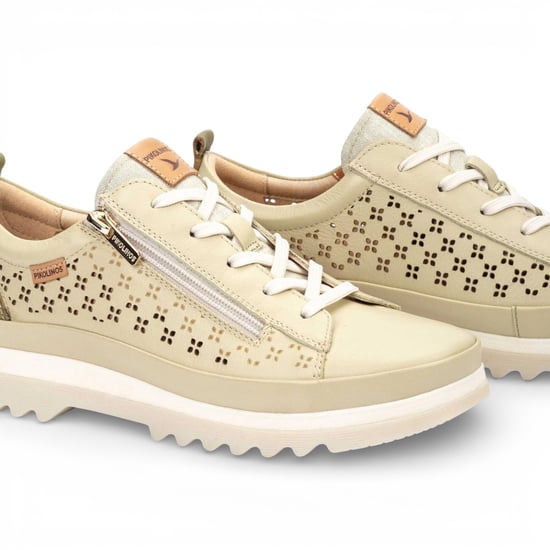 Pikolinos Women’s Apple Green Leather Lace Up Zip Trainer Sneaker Shoes - Vigo - Image 3