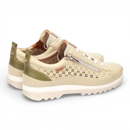 Pikolinos Women’s Apple Green Leather Lace Up Zip Trainer Sneaker Shoes - Vigo - Image 4
