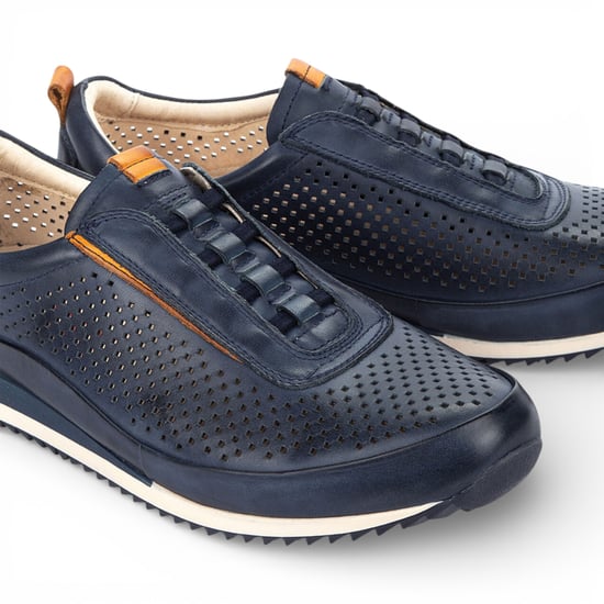 Pikolinos Heren Blauwe Leren Elastische Slip-on Sneakers - Liverpool - Image 4