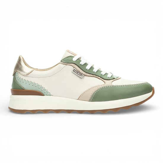 Pikolinos damessneakers van groen leer met vetersluiting - Arrecife - Image 1