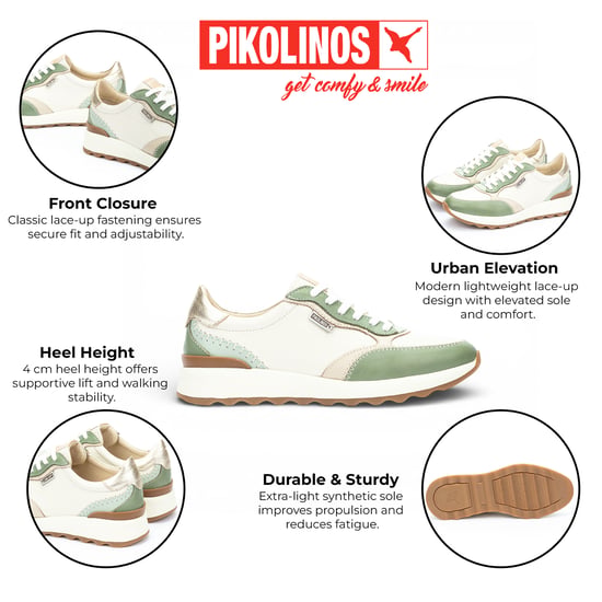 Pikolinos damessneakers van groen leer met vetersluiting - Arrecife - Image 2
