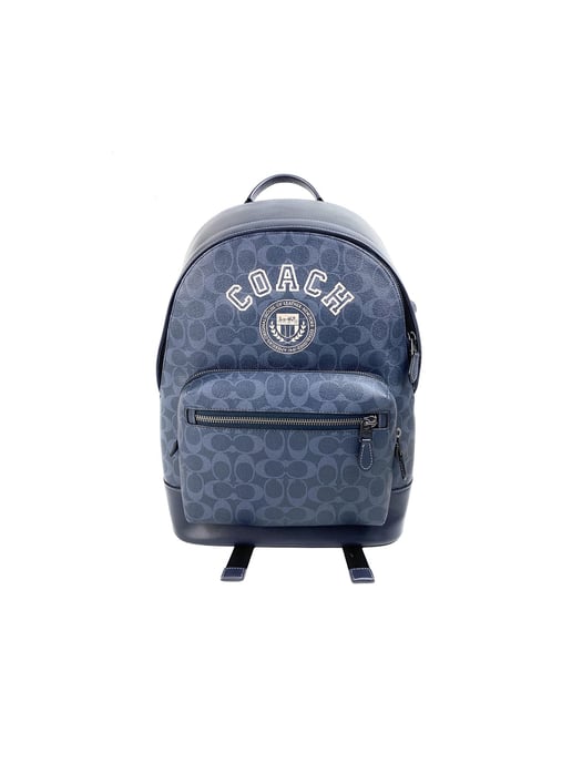 West backpack in signature canvas with varsity motif - Image 1