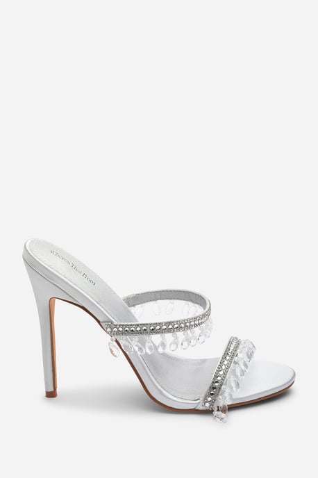 Where's That From Womens Crispine Beaded High Heel Mule Sandals - Image 2