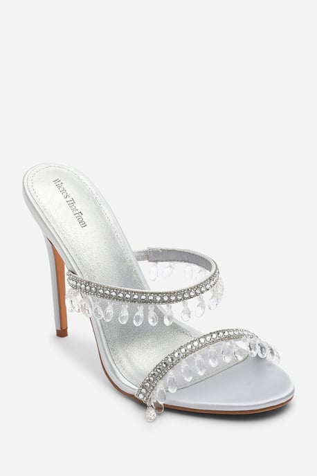 Where's That From Womens Crispine Beaded High Heel Mule Sandals - Image 3
