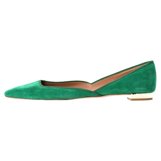 Aquazzura Maia Ballet Flats in Green Suede - Image 2