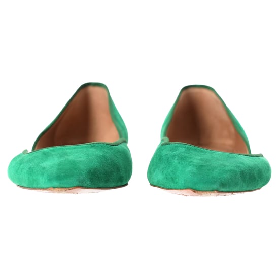 Aquazzura Maia Ballet Flats in Green Suede - Image 4