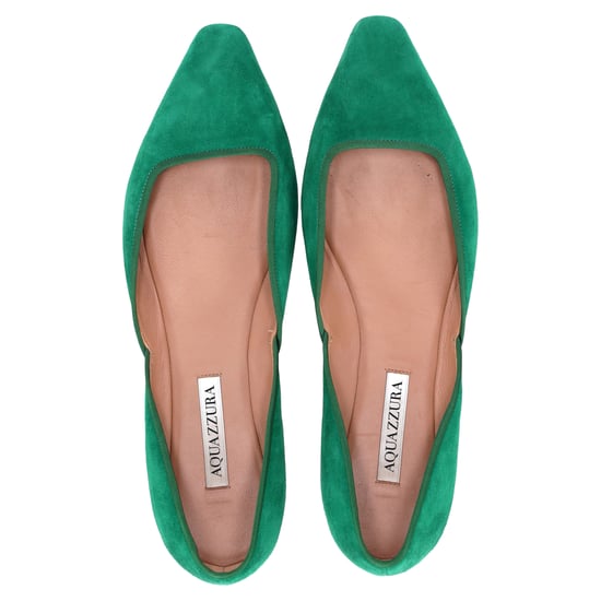 Aquazzura Maia Ballet Flats in Green Suede - Image 5