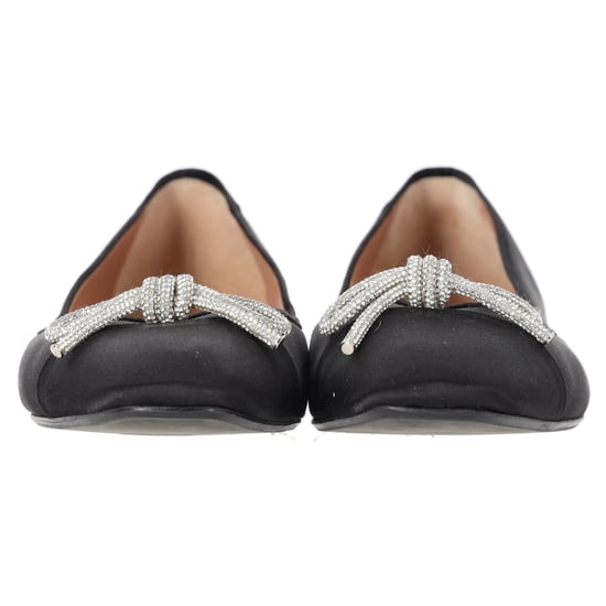 Aquazzura Parisina Crystal Embellished Ballet Flats in Black Satin - Image 4