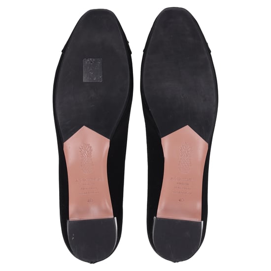 Aquazzura Parisina Crystal Embellished Ballet Flats in Black Satin - Image 6