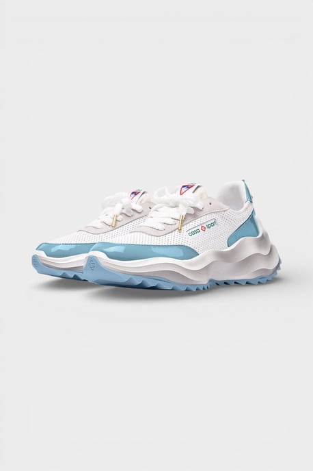 Casablanca Atlantis Women's Sneaker - White with Light Blue Accents - Image 2