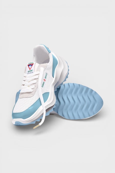 Casablanca Atlantis Women's Sneaker - White with Light Blue Accents - Image 4