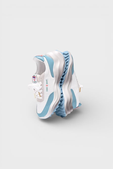 Casablanca Atlantis Women's Sneaker - White with Light Blue Accents - Image 5