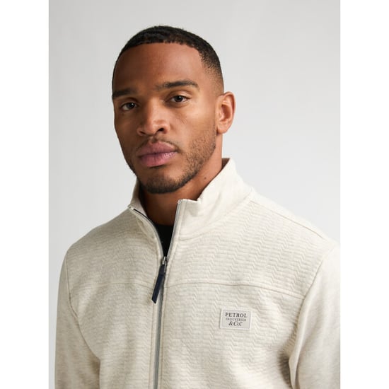 Petrol Industries men sweater collar zip m-1060-swc310 0009 antique white melee - Image 5