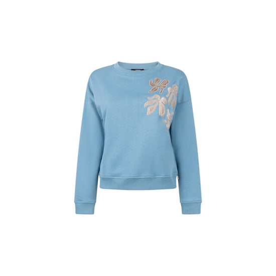 Jansen Amsterdam Maika sw 165 sweat long sleeve satin flowers embroidery 000750 aquamarijn - Image 3