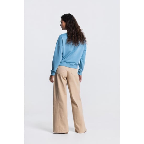 Jansen Amsterdam Maika sw 165 sweat long sleeve satin flowers embroidery 000750 aquamarijn - Image 4