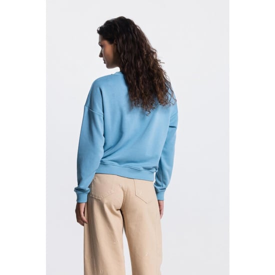 Jansen Amsterdam Maika sw 165 sweat long sleeve satin flowers embroidery 000750 aquamarijn - Image 6