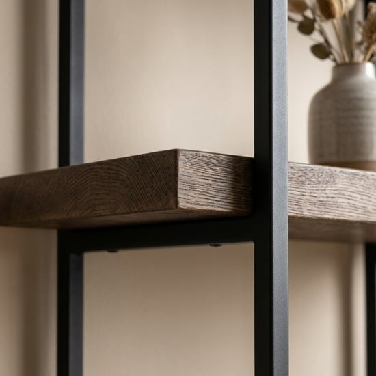 MAZAZU Open boekenkast industrieel – hout & metaal – 4 planken – 74 × 29,6 × 154,5 cm - Image 1