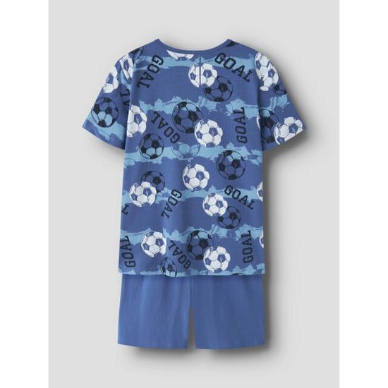 Name It Jongens korte pyjama set shortama nkmnightset blauw voetbal print - Image 2