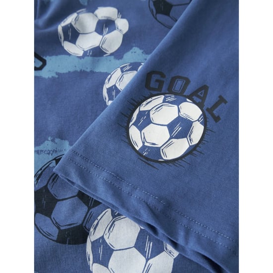 Name It Jongens korte pyjama set shortama nkmnightset blauw voetbal print - Image 4