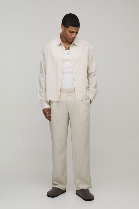 Oversized Boxy Long Sleeve Linen Blend Shirt - Image 4
