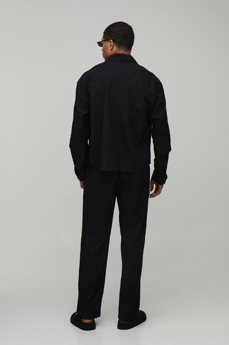 Oversized Boxy Long Sleeve Linen Blend Shirt - Image 2
