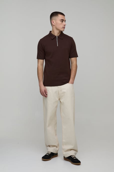 Muscle Fit Soft Touch 1/4 Zip Knitted Polo - Image 4