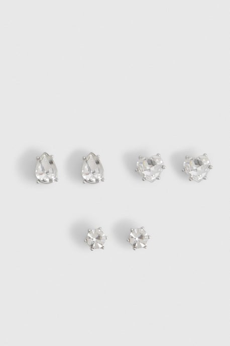 Diamante Stud Earrings 3 Pack - Image 1