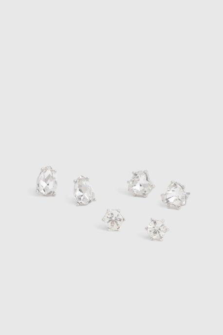 Diamante Stud Earrings 3 Pack - Image 2