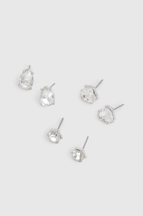 Diamante Stud Earrings 3 Pack - Image 3