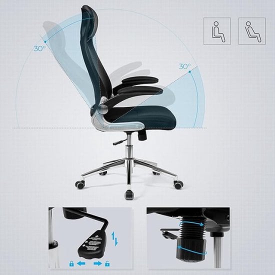 MAZAZU Ergonomische bureaustoel op wielen – – verstelbare armleuningen - Image 2